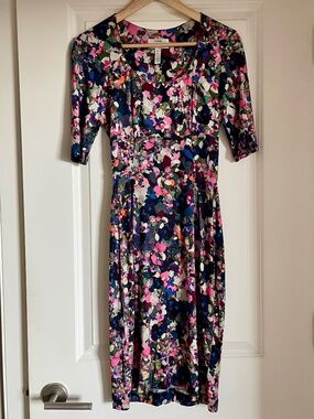 ERDEM Floral Scoop Neck Dress with Sleeves (US 4 / UK 8) Made in Portugal